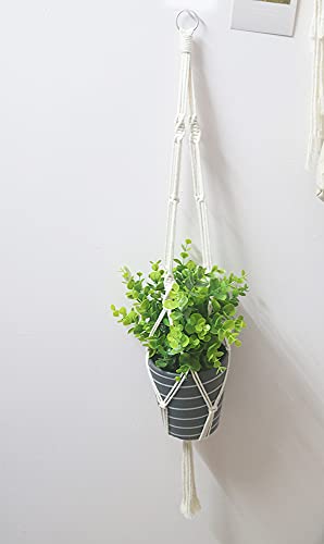 Lynnda Macrame Wall Hanging Shelves, Macrame Plant Hangers of 2, Boho Home Wall Decor Floating Shelves with Detachable Stick