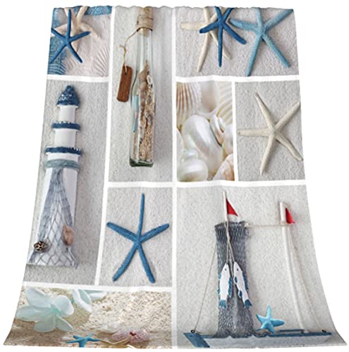 YRIGSUN Throw Blanket Sailboat Lighthouse Plush Blanket and Throws