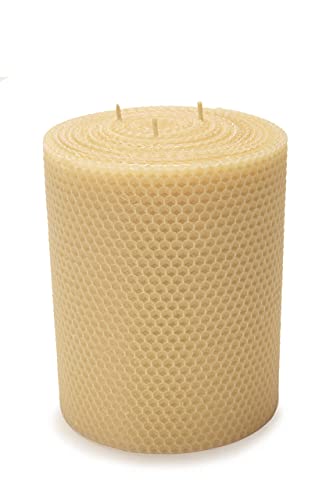 Hand Rolled Beeswax Pillar Candles by Little Bee of Connecticut (6 x 5 Inch Triple Wick)