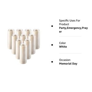 Tribello 9 Day Candles, 10 Pack - 7” White Pillar Candles for Memorial, Prayer Candles, Party Decor, and Emergency Candles - Unscented Slow Burning 100% Vegetable Wax in Plastic Jar Container