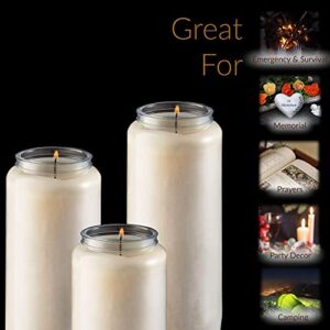 Tribello 9 Day Candles, 10 Pack - 7” White Pillar Candles for Memorial, Prayer Candles, Party Decor, and Emergency Candles - Unscented Slow Burning 100% Vegetable Wax in Plastic Jar Container
