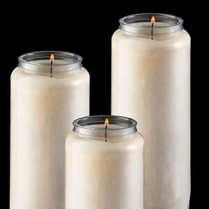 Tribello 9 Day Candles, 10 Pack - 7” White Pillar Candles for Memorial, Prayer Candles, Party Decor, and Emergency Candles - Unscented Slow Burning 100% Vegetable Wax in Plastic Jar Container