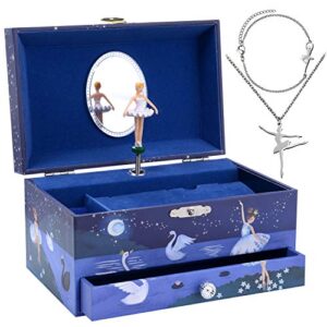 jewelkeeper ballerina music box & little girls jewelry set – 3 ballerina gifts for girls – jewelry box for girls