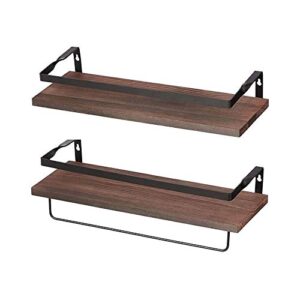 Coral Flower Floating Wall Mounted Shelves for Kitchen, Bathroom,Set of 2, 16.1inch, Carbonized Black