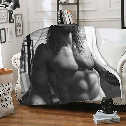 Joseph Jason Namakaeha Momoa Throw Blankets 3D Printed Polyester Daily Home Blanket ,Bedroom Living Room Home Decor All Seasons for Bed Couch Chair Sofa Travel 60"x50"