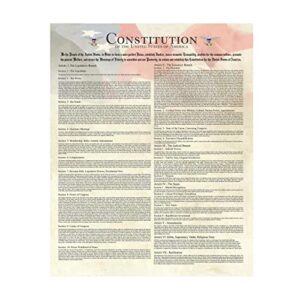 “constitution of the united states of america”-patriotic poster print -11×14″ wall decor-ready to frame. ivory parchment replica w/flag. american decor for home-office-school. knowledge on display!