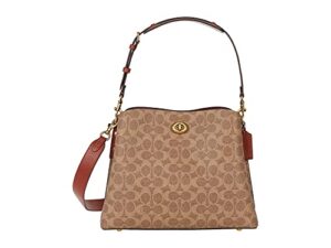 coach coated canvas signature willow shoulder bag b4/tan rust one size