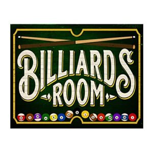 “billiards room” -vintage pool room sign – 14 x 11″ rustic game room wall art print -ready to frame. home-play room-bar-shop-man cave decor. great gift for all pool sharks! printed on photo paper.