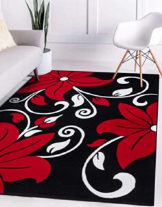 luxe weavers 9242 victoria modern red floral area rug 8×10, medium pile, stain-resistant rug
