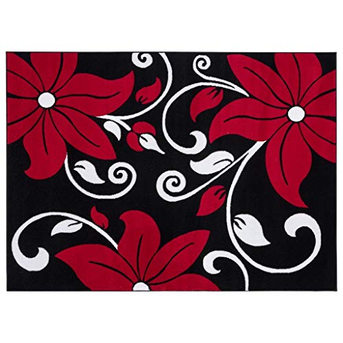 LUXE WEAVERS 9242 Victoria Modern Red Floral Area Rug 8x10, Medium Pile, Stain-Resistant Rug