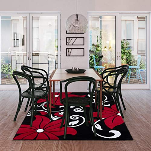 LUXE WEAVERS 9242 Victoria Modern Red Floral Area Rug 8x10, Medium Pile, Stain-Resistant Rug