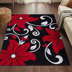 LUXE WEAVERS 9242 Victoria Modern Red Floral Area Rug 8x10, Medium Pile, Stain-Resistant Rug