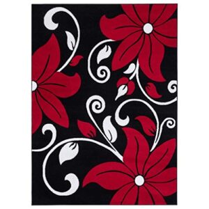 LUXE WEAVERS 9242 Victoria Modern Red Floral Area Rug 8x10, Medium Pile, Stain-Resistant Rug