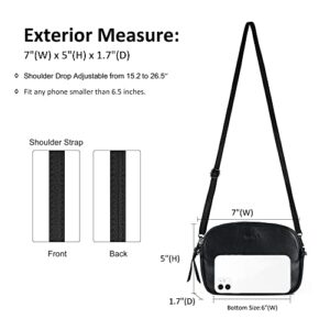 befen Small Black Crossbody Bags for Women, Cute Leather Cross Body Bag Travel Purses, Simple Mini Clutch Shoulder Wallet Pouch Handbag - Fit iPhone 8 Plus