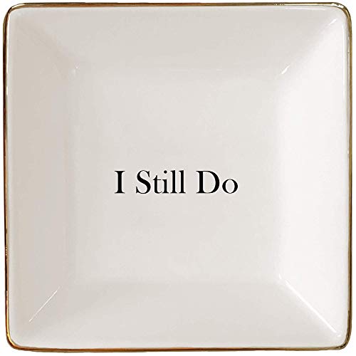 Simply Charmed I Still Do Gift for Wife or Husband – Ceramic Jewelry Dish or Ring Holder – Elegant Trinket Tray