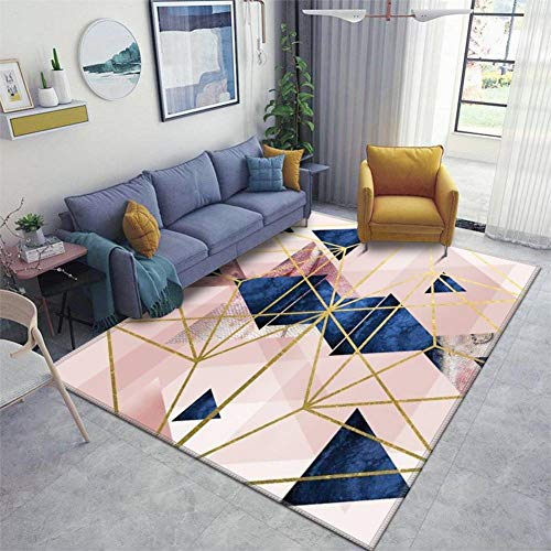 Blush Pink and Navy Geometric Perfection Area Rugs Non-Slip Floor Mat Doormats Home Runner Rug Carpet for Bedroom Indoor Outdoor Kids Play Mat Nursery Throw Rugs Yoga Mat