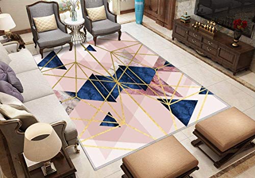Blush Pink and Navy Geometric Perfection Area Rugs Non-Slip Floor Mat Doormats Home Runner Rug Carpet for Bedroom Indoor Outdoor Kids Play Mat Nursery Throw Rugs Yoga Mat