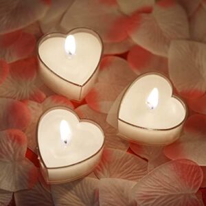 efavormart 12 pack white heart shaped tea light candles birthday, proposal, wedding, party, engagement, and table decor