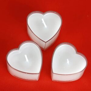 Efavormart 12 Pack White Heart Shaped Tea Light Candles Birthday, Proposal, Wedding, Party, Engagement, and Table Decor