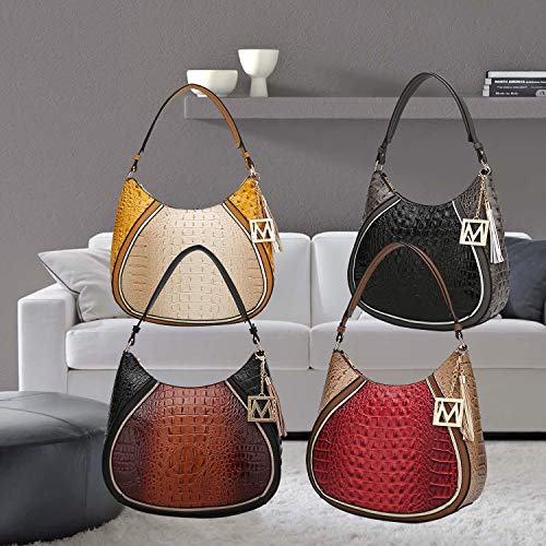 MKF Hobo Bag for Womens Fashion – PU Leather Shoulder Purse Tassel, M Charm – Top Handle Multi-pocket Handbag Brown