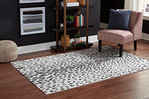 Signature Design by Ashley Samya 8 x 10 Leopard Print Rug, Black & White