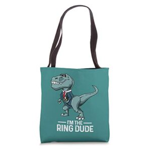 boys ring bearer t-rex dinosaur wedding party gift outfit tote bag
