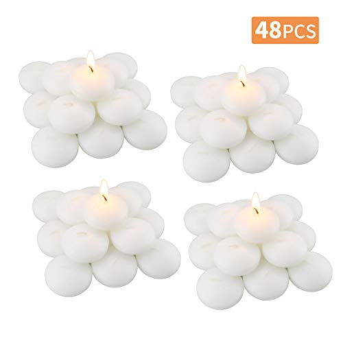 Set of 48 Unscented Floating Candles for Centerpieces, 2 Inch Small Floating Candles for Holiday, Weddings, Parties, Special Occasions and Christmas Home Decorations