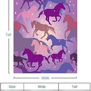 Horse Blanket Colorful Purple Horse 3D Printing Throw Blanket Super Soft Fleece Blanket Animal Horse Sherpa Blanket Horse Gifts for Girls and Women Sofa Couch Bed and Office (Purple,59 X 79 in)