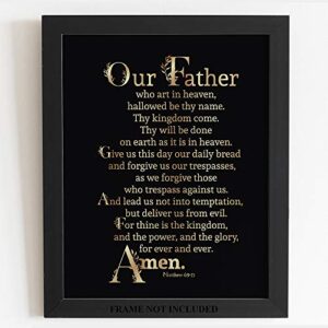 Red Horse Designs Lord’s Prayer Wall Art, Christian Posters, Scripture Wall Art, Biblical Art - Black Background - Unframed 11 x 14"