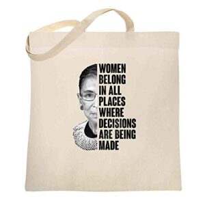 ruth bader ginsburg women belong quote feminist natural 15×15 inches large canvas tote bag women