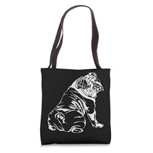 funny cool english bulldog dog portrait gift present dog tote bag