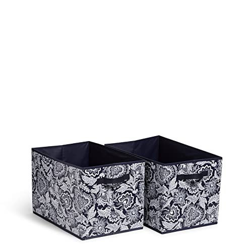 Vera Bradley Women's Collapsible Storage Bins Set of 2 - Small, Java Navy & White, Small