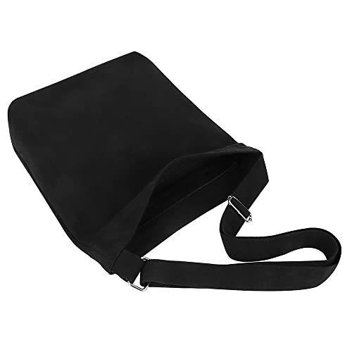 TOPTIE Canvas Hobo Bag Simple Large Size, Black Casual Shoulder Tote, Sturdy Crossbody Hobo Bag, Back to School