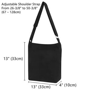 TOPTIE Canvas Hobo Bag Simple Large Size, Black Casual Shoulder Tote, Sturdy Crossbody Hobo Bag, Back to School