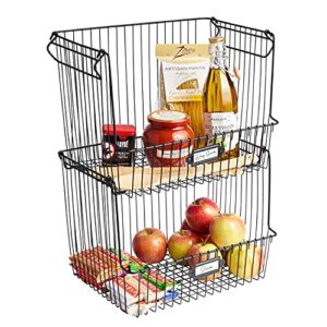 Spectrum Diversified Vintage Living Large Stacking Basket for Home Storage and Organization, Black