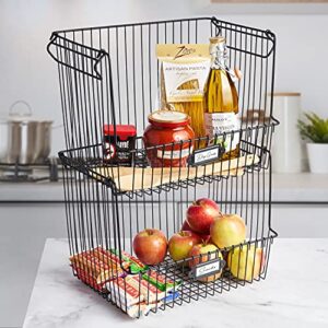 Spectrum Diversified Vintage Living Large Stacking Basket for Home Storage and Organization, Black