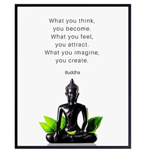 buddha quotes wall decor – inspirational quote wall art – zen meditation decor – buddha statue wall art – spiritual gifts for women, men – new age spa room decor – yoga wall art – buddhism buddhist