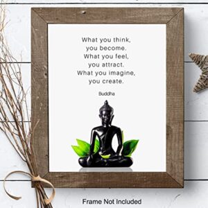 Buddha Quotes Wall Decor - Inspirational Quote Wall Art - Zen Meditation Decor - Buddha Statue Wall Art - Spiritual Gifts for Women, Men - New Age Spa Room Decor - Yoga Wall Art - Buddhism Buddhist