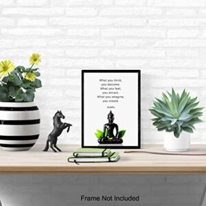 Buddha Quotes Wall Decor - Inspirational Quote Wall Art - Zen Meditation Decor - Buddha Statue Wall Art - Spiritual Gifts for Women, Men - New Age Spa Room Decor - Yoga Wall Art - Buddhism Buddhist