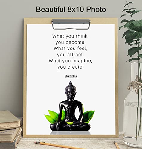 Buddha Quotes Wall Decor - Inspirational Quote Wall Art - Zen Meditation Decor - Buddha Statue Wall Art - Spiritual Gifts for Women, Men - New Age Spa Room Decor - Yoga Wall Art - Buddhism Buddhist