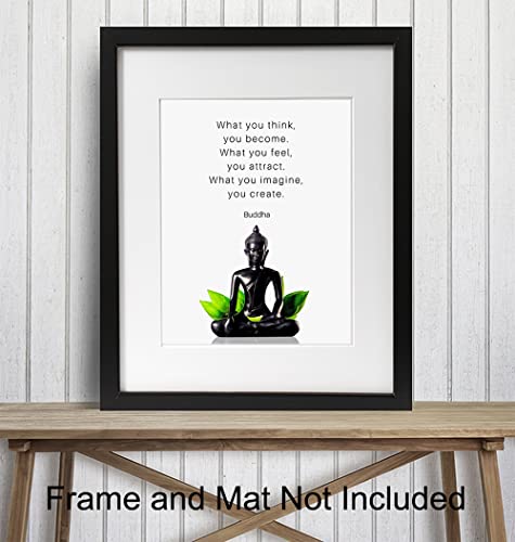 Buddha Quotes Wall Decor - Inspirational Quote Wall Art - Zen Meditation Decor - Buddha Statue Wall Art - Spiritual Gifts for Women, Men - New Age Spa Room Decor - Yoga Wall Art - Buddhism Buddhist