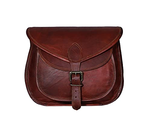 Women 13 Inch Vintage Style Genuine Brown Ladies Tote Travel Purse Leather Crossbody Shoulder Bag Leather Handmade Purse (Tan Brown)