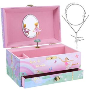jewelkeeper ballerina music box & little girls jewelry set – 3 ballerina gifts for girls – ballerina jewelry box for girls musical