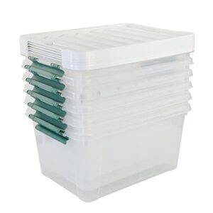 pekky 6 packs clear large storage containers bins with lid, multipurpose 35 quart plastic latch box tote