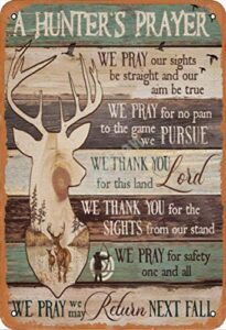 a hunter’s prayer vintage style metal sign iron painting for indoor & outdoor home bar coffee kitchen wall decor 8 x 12 inch