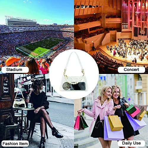 Sintra Clear Purse for Women, Clear Cute Hobo Tote Handbag Mini Clutch Bag with Pearl chain Stadium Approved for Concerts, See Through Transparent Bag, Gift for Women