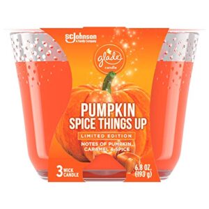 glade candle pumpkin spice, fragrance candle infused with essential oils, air freshener candle, 3-wick candle, 6.8 oz