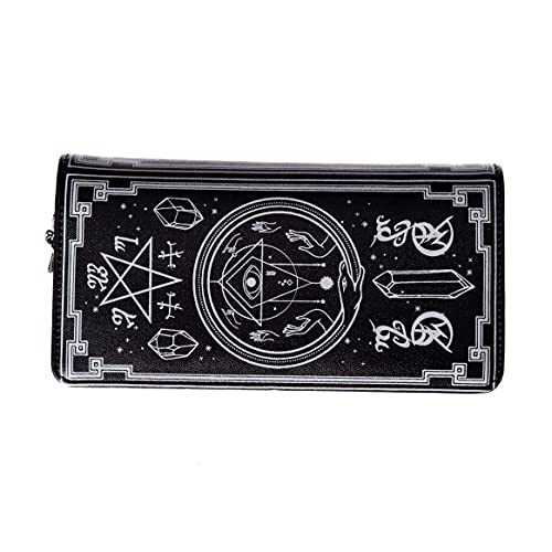 Lost Queen Spellbinder with Cat Pentagram and Occult Symbols Women's Witchy Wallet