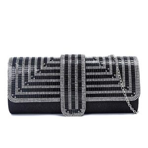 n a dearcloris clutch black purses for women evening bag black rhinestones clutch party handbag wedding bag…
