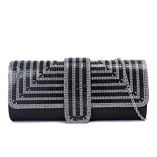 N A Dearcloris Clutch Black Purses for Women Evening Bag Black Rhinestones Clutch Party Handbag Wedding bag…